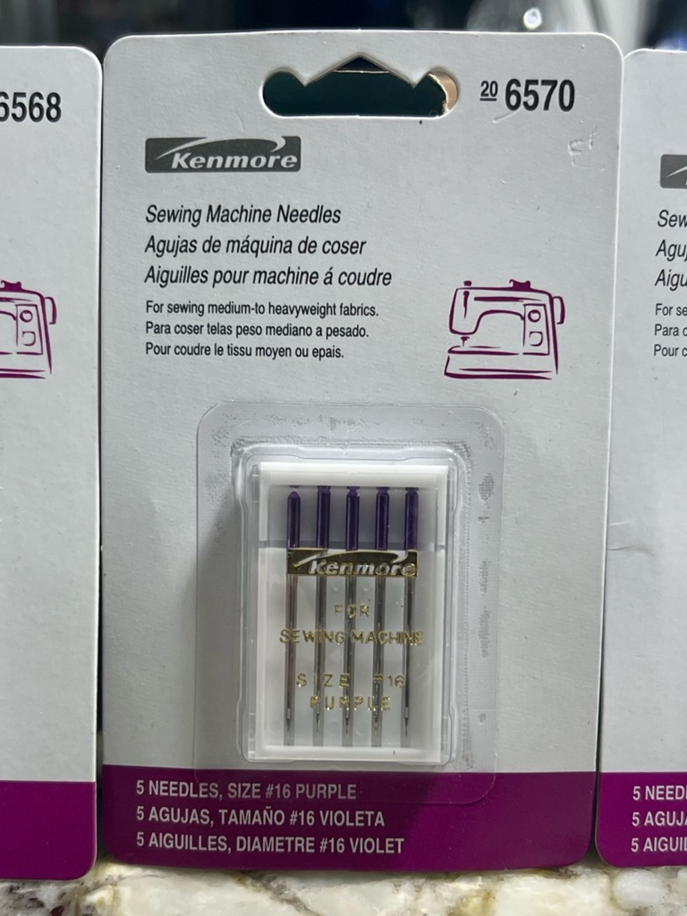 Kenmore Purple Sewing Machine Needles - Size #16, size #11, Size 14